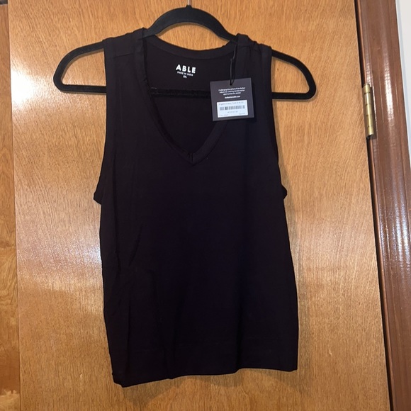 NWT ABLE Angela Drapey Tank in black - Picture 4 of 7